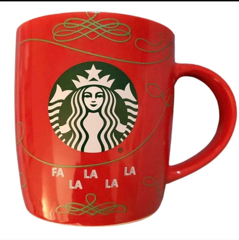 Starbucks 2020 Red FA LA LA LA LA‎ Christmas 12 oz Mermaid Green Siren Logo Mug